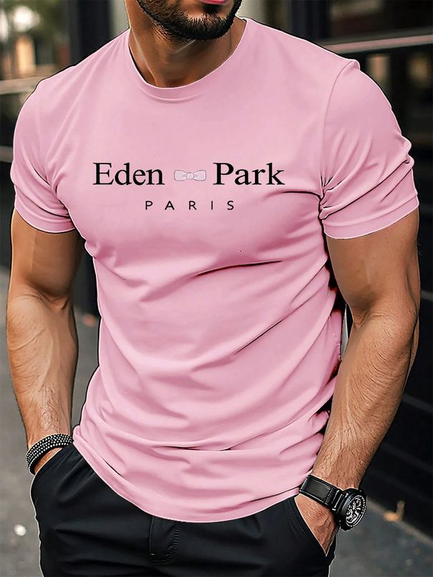 Men's Fashion Short-sleeved T-shirts Summer Slim-fit 100%Pure Cotton Printed T-shirts Trendy Casual Versatile Tops_viptrois.com