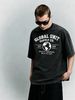 Heavyweight 230g Washed Globe Printed T-Shirt Men's Urban Streetwear Tee_viptrois.com