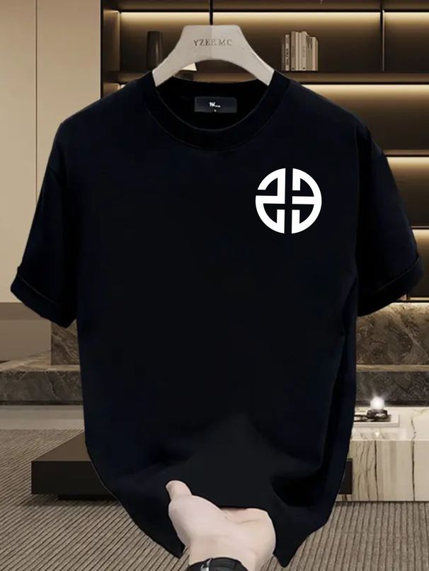 Summer New Short-sleeved T-shirt, Men's Chinese Circular Totem Symbol Creative Printing Half-sleeved Youth Trend Versatile Casual Loose Base_viptrois.com