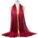 Muslim headscarf Women's Cotton Gold Silk Scarf Monochrome Tassel Silk Scarf Muslim Bun Head Long Scarf Multi-functional_viptrois.com