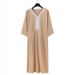 Men's Clothing New Arab Robe Side Pocket Short Sleeve Embroidery Navy Blue Men's Muslim Robe_viptrois.com