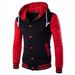 Men's Slim Fit Hooded Baseball Jacket Lightweight Fleece Zip-Up Sweatshirt With Stand Collar & Side Pockets - Trendy Color Block Casual Outerwear_viptrois.com
