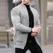Autumn European-Amecian Fashion Knitwear Cardigan Men's Stand Collar Pure Color Single-Breasted Long Sleeve Loose Sweater M-4XL_viptrois.com