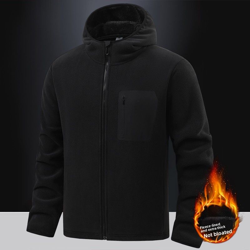 Fleece Hooded Cardigan Sweater, Warm Fleece For Couples_viptrois.com