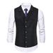 Men's Slim Fit British Style Vest - Single Breasted Formal Waistcoat With Notch Lapel (Black, M-3XL) | Wrinkle-Resistant Acrylic Blend_viptrois.com