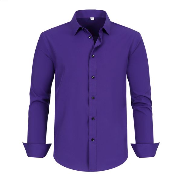 Men's Clothing Plus Size Four Sided Stretch Shirt Men's Wrinkle Resistant Large Size Loose Shirt_viptrois.com