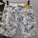 Distressed Jacquard Denim Shorts For Men, All-Over Textured Pattern Mid-Length Jean Shorts With Raw Hem, Casual Streetwear Shorts For Summer, Daily We_viptrois.com