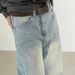 Niche Retro Washed Bamboo Stripe Wide Leg Light Color Jeans For Men Versatile Straight Leg Loose Fit_viptrois.com