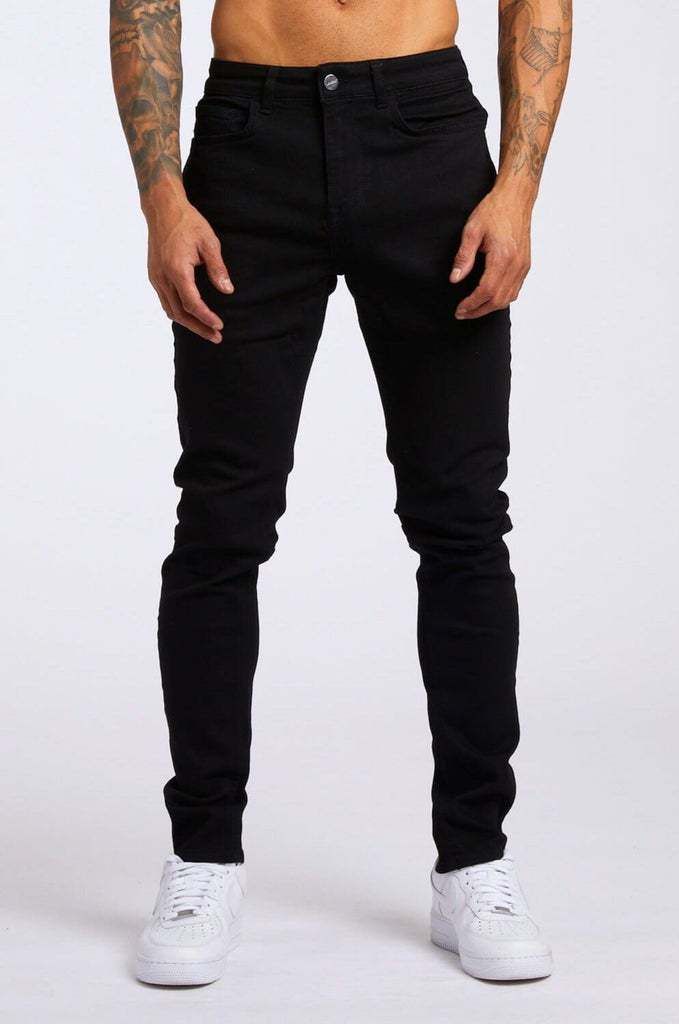 Men's Slim Fit High Waist Jeans Stretch Denim Pants Black Washed Skinny Trousers For Streetwear & Casual_viptrois.com