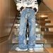 Men's Clothing Street Print Jeans For Men Autumn Trend Vibe Style Loose Versatile Design Mopping Wide Leg Pants_viptrois.com