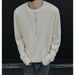 Unisex Autumn Couple Hoodie Long Sleeve Waffle Knit Pullover Loose Fit Casual T-Shirt (Black, Light Grey, Beige)_viptrois.com
