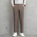 Men's Clothing Men's Ice Silk Nine Point Small Suit Trousers Summer Thin Simple Straight Suit Trousers Advanced Drape Nine Point Casual Trousers_viptrois.com