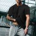 Summer Mens Slim Fit Henley Shirts Lightweight Breathable Solid Color Daily Wear Tees_viptrois.com