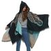 Unisex Peacock jacquard black and blue hooded cape cape_viptrois.com