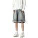 Inverted Denim Shorts Men's Summer New Style American High Street Vibe Washed Hooligan Cool Trendy Brand Loose Casual_viptrois.com