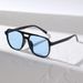 Fashionable Simple Square Frame UV Protection Internet Celebrity Double Bridge Rivet Pilot Sunglasses_viptrois.com