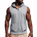 Men's Sports Fitness Training Zipper Hooded Cardigan Sleeveless Loose Breathable Vest_viptrois.com