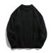 Monochrome Man- Hanlu Japanese Style Men's Cable Knit Solid Color Crew Neck Sweater Unisex Autumn Winter Loose Retro Knitted Cardigan_viptrois.com