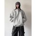 Wool Acetic Acid Blended Warm Heavy Pullover Top Half Zipper Loose Sweater Men_viptrois.com