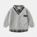 Children's Fake Two Piece Sweatshirt Wholesale 2025 New Korean Version Boy Baby Shirt Collar Splicing Sweatshirt One Piece Drop Shipping_viptrois.com