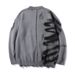 2026 Fashion Knitwear Pullovers Men Cotton Round Collar Graffiti Print Broken Hole Long Sleeve Vintage Loose Sweater_viptrois.com