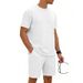 Men's Checkered Print Short Sleeve T-Shirt And Shorts Set - Heavyweight Oversized Drop Shoulder Casual Outfit, Summer Lounge Two-Piece_viptrois.com