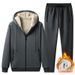 Lamb Fleece Sports Men's Thickened Fleece Hooded Casual Fleece Sweatshirt Sweatpants Set_viptrois.com