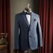 "Men's Premium Navy Blue Double-Breasted Suit Set - Wrinkle-Resistant Wedding & Business Outfit With Subtle Pinstripes"_viptrois.com