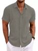2025 Men's Linen Short-sleeved T-shirt, Loose Sweatshirt, Pure Color Cotton And Linen Shirt_viptrois.com
