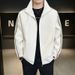 "Trendy Stand Collar Jacket For Youth - Style Lightweight Windbreaker With Rabbit Fur Blend (M-4XL, Black/Sage Green/Beige)"_viptrois.com