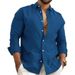 Breathable Linen Cotton Blend Shirt For Men, Classic Casual Solid Color Button Down Shirt, Comfortable Daily Wear & Smart Casual Style_viptrois.com