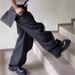 Men's Clothing High version yproject22aw black and gray twisted curved trousers loose drape mopping men and women casual trousers_viptrois.com