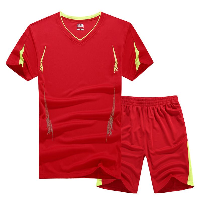 Men's Clothing Sports Casual Suit Summer Short Sleeved Quick Drying Clothes T Shirt Fitness Running Team Uniform_viptrois.com