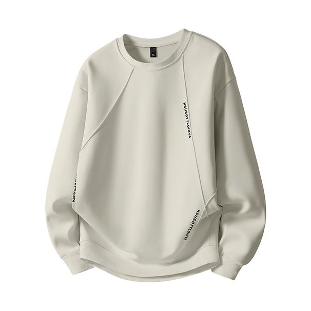 Men's Fleece-Lined Heavyweight Sweatshirt, Oversized Streetwear Pullover With Letter Print (Black, Dark Grey, Grey Green)_viptrois.com