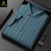 Run'enboro Ice Silk Brocade Ammonia Traceless Non Ironing Vertical Striped Light Business Middle Aged Men's Shirt Cd4_viptrois.com