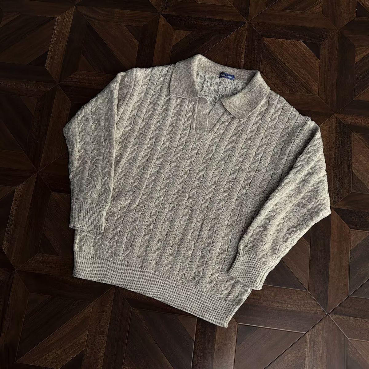 Classic Cable-Knit V-Neck Sweater – Timeless Preppy Style For Men (M-3XL, Gray/Blue/Beige, Cotton, Slim Fit, Minimalist Elegance)_viptrois.com