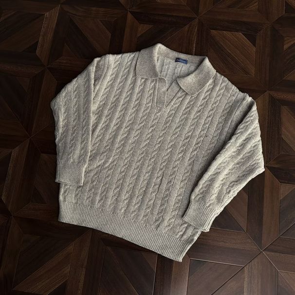 Classic Cable-Knit V-Neck Sweater – Timeless Preppy Style For Men (M-3XL, Gray/Blue/Beige, Cotton, Slim Fit, Minimalist Elegance)_viptrois.com