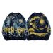 Retro Space Print Sweater – Oversized Unisex Knit Pullover With Cosmic Design (Blue, S/M/L/XL)_viptrois.com