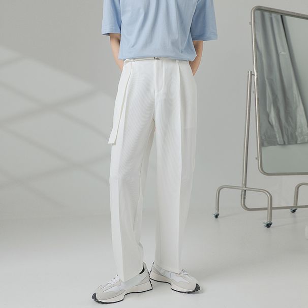 Man's clothing ins Light mature style men's wide vertical trousers men's trousers white_viptrois.com