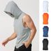 Men’s Hooded Sleeveless Vest – Lightweight & Breathable Summer Workout Top (Grey/Black/White/Orange/Navy) – S-XXL_viptrois.com