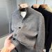 Men’s Mock Neck Knit Cardigan – Thickened Casual Pullover With Pockets (M-XXXL, Off-White/Grey/Black/Brown)_viptrois.com