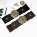 Western Cincher Elastic Waistband For Women Wide Version Waist Slimming Punk Style Metal Carved Round Buckle Belt_viptrois.com