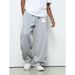 Streetwear Letter Print Jogger Pants – High Waist Drawstring Casual Trousers For Men & Women (Grey/White)_viptrois.com