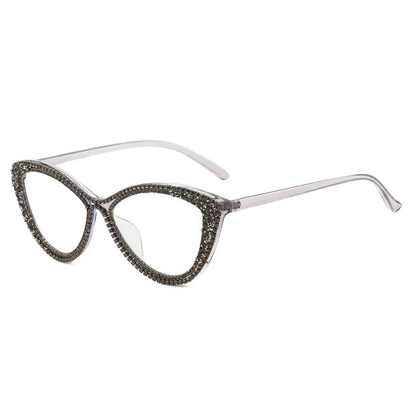 Ultra Light Diamond Studded Sexy Cat Eye Plain Glasses Style Makeup Free Artifact Anti Blue Light Glasses Slimming Eye Protection_viptrois.com