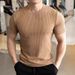 Men's Clothing Slim Fit Crew Neck T-Shirt Quick Drying Sports Fitness Top With Textured Cuffs Elastic Short Sleeve T-Shirt For Summer_viptrois.com