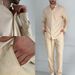 Men's Linen Long-Sleeve Shirt & Pants Set – Breathable Summer Casual Outfit In White/Black/Khaki (S-XXXL, Lightweight & Wrinkle-Resistant)_viptrois.com