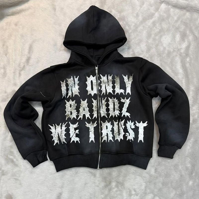 Punk Streetwear Zip-Up Hoodie – Y2K Retro Print Unisex Oversized Jacket For Men & Women_viptrois.com