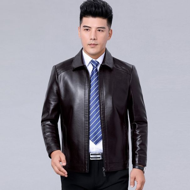 Real Soft With Collar Thick Velvet Leather Middle-Aged Elderly Men, And A Sheepskin Jacket For Fathers_viptrois.com