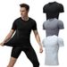 Men's clothing Fitness wear men's high spring short sleeve quick dry sports tights printed running_viptrois.com