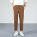 Men's Relaxed Tapered Cropped Trousers Wrinkle Free Loose Fit Straight Leg Drape New Spring Summer Style_viptrois.com